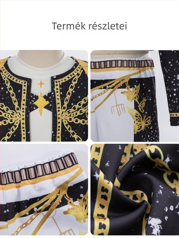 Cosplay jelmez démonvadász boszorkány csoport számára, K-Pop inspirált színpadi megjelenés, Chenille anyag, Poliester 70–80%, Spandex kevesebb mint 30%