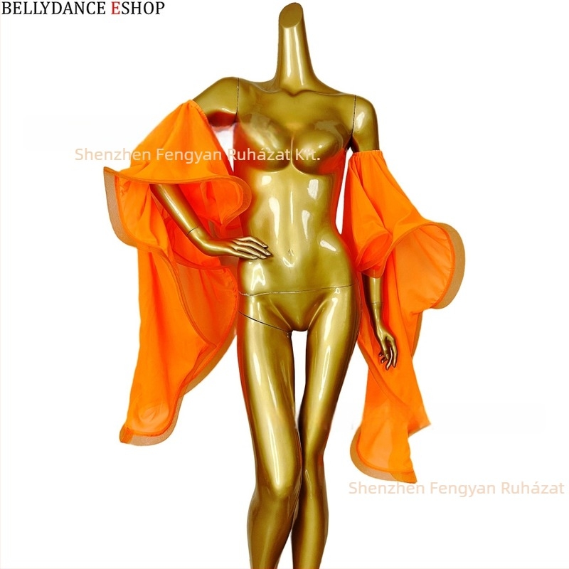 Belly dance előadásra szánt ruházat és kiegészítők chiffon ujjal és kendővel, Heaven Kiss, selyem és poliészter, 2024 tavasz