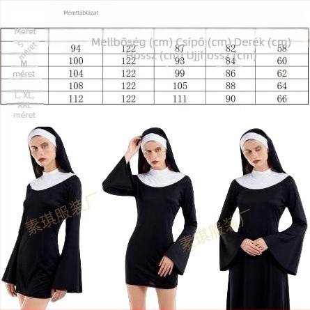 Középhosszú nővér cosplay ruha, szerepjátékhoz, animációk és színházi előadásokhoz