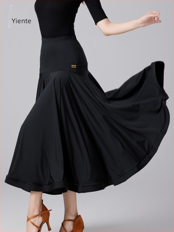 Ient Női Ballroom Tánc Szoknya, Ice Silk Nylon, Hosszú, Swing Stílus
