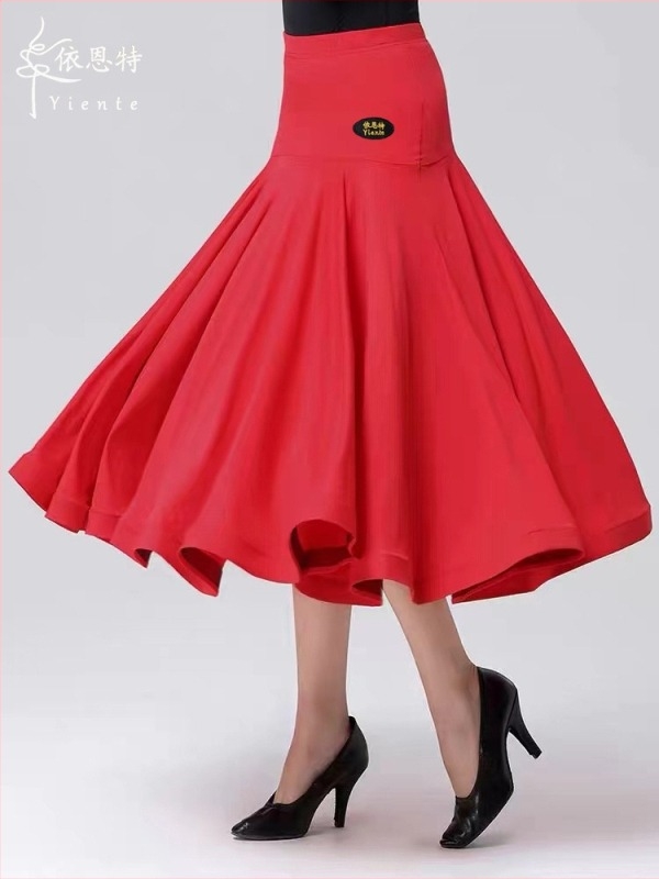 Ient Női Ballroom Tánc Szoknya, Ice Silk Nylon, Hosszú, Swing Stílus
