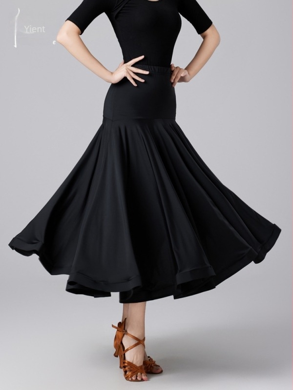 Ient Női Ballroom Tánc Szoknya, Ice Silk Nylon, Hosszú, Swing Stílus