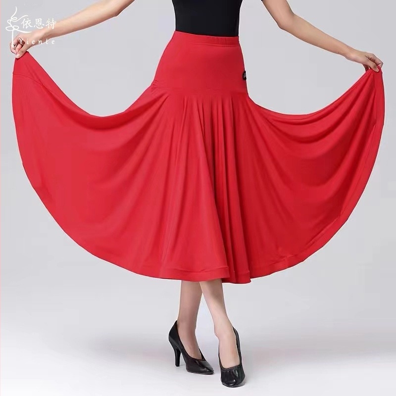Ient Női Ballroom Tánc Szoknya, Ice Silk Nylon, Hosszú, Swing Stílus