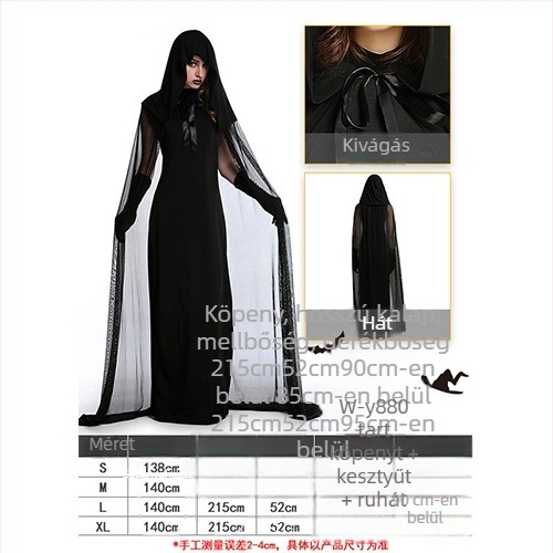 Női cosplay ruhaszett sötét témával színpadi előadásokhoz Halloweenre