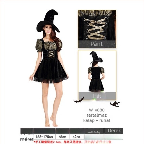 Női cosplay ruhaszett sötét témával színpadi előadásokhoz Halloweenre