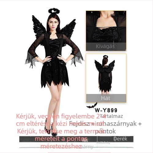 Női cosplay ruhaszett sötét témával színpadi előadásokhoz Halloweenre