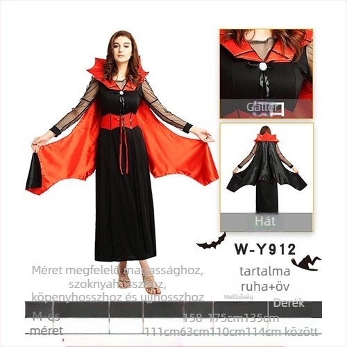 Női cosplay ruhaszett sötét témával színpadi előadásokhoz Halloweenre