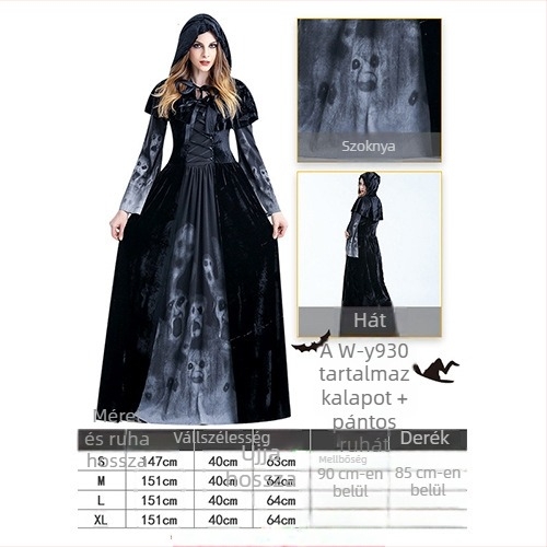 Női cosplay ruhaszett sötét témával színpadi előadásokhoz Halloweenre