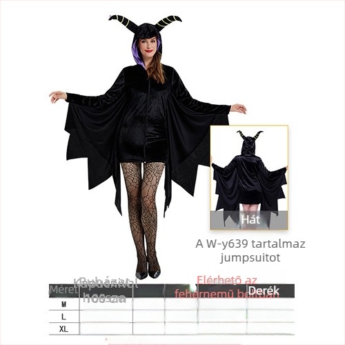 Női cosplay ruhaszett sötét témával színpadi előadásokhoz Halloweenre