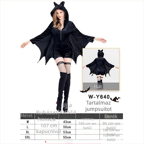 Női cosplay ruhaszett sötét témával színpadi előadásokhoz Halloweenre
