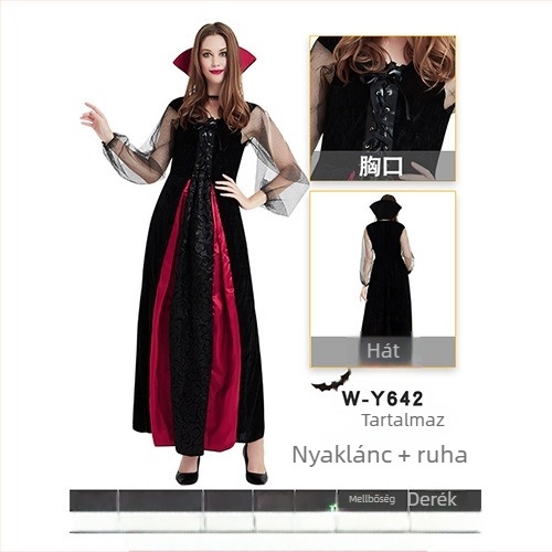 Női cosplay ruhaszett sötét témával színpadi előadásokhoz Halloweenre