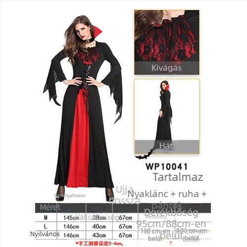 Női cosplay ruhaszett sötét témával színpadi előadásokhoz Halloweenre