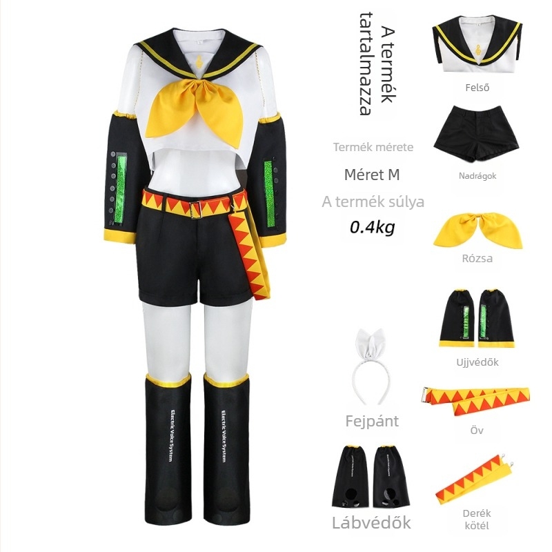 Kagamine Twins cosplay jelmez, uniszex, kampusz színpadi viselet (pamut 50%, poliészter 20%)
