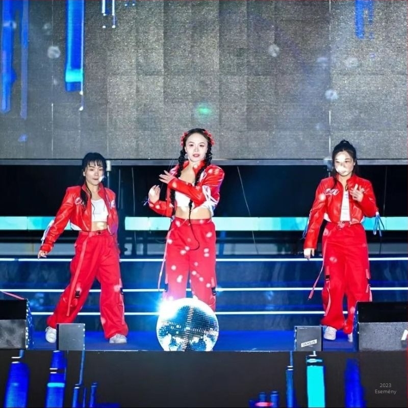 K-Pop együttes fellépőruha – Itzy inspirált jazz/folk tánc kosztüm, uniszex, Chenille-Spandex anyag, tavasz 2025