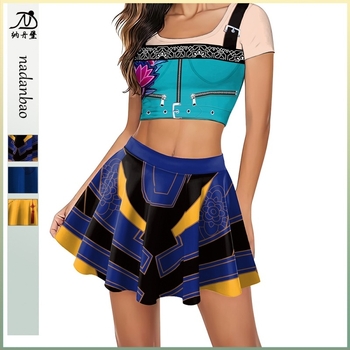 Anime lánycsoportos előadás cosplayhoz készült szoknyás öltözet — Milk Silk anyag, poliészter-spandex keverék, 3/4-ujjú