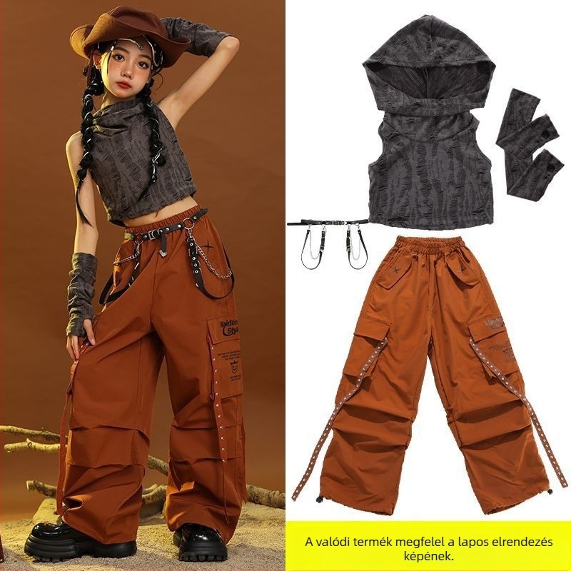 Koreai stílusú gyerekeknek szóló 2 részes ujjatlan felső és rövidnadrág szett, ősz, kötött anyag nyúlszőrrel