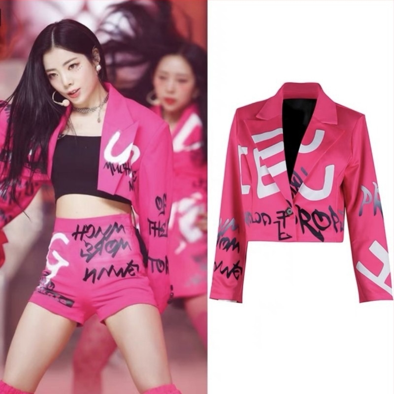 K-pop lánycsoport színpadi öltözet jazz-hip-hop előadásra, pamut anyag, pamut tartalom 80-90%, 2025 tavasz megjelenés, stílus: hip-hop, stílus típus: japán-koreai szabadidő