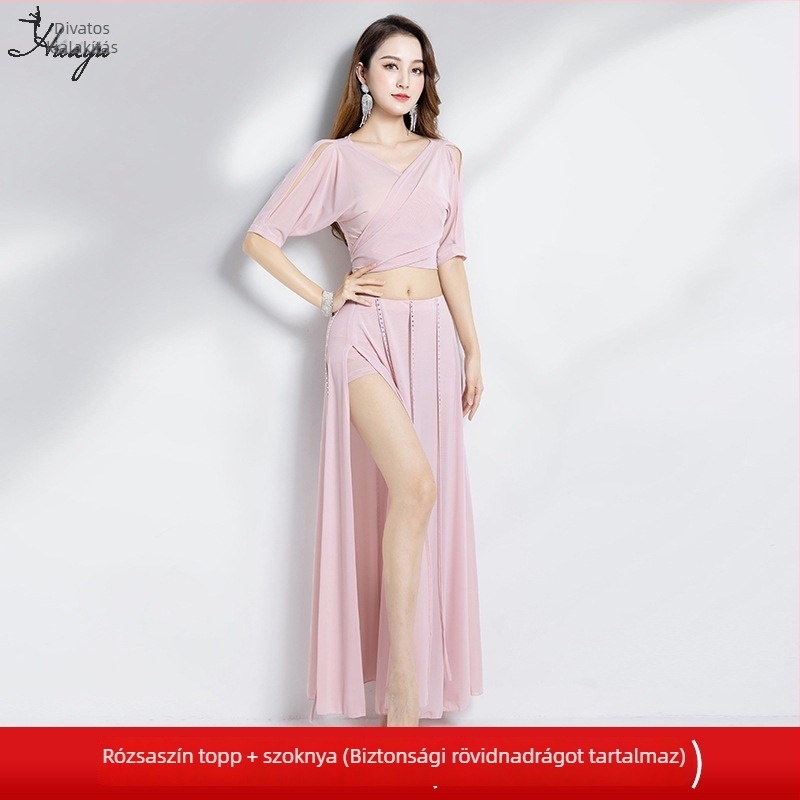 Női Belly Dance gyakorlóruha – kezdőbarát előadási szett, hálós anyag, nylon, 2024 nyár