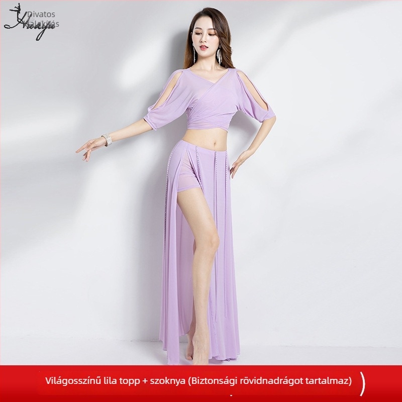 Női Belly Dance gyakorlóruha – kezdőbarát előadási szett, hálós anyag, nylon, 2024 nyár