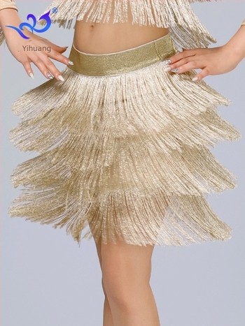 Latin tánc tassel szoknya – Milk Silk, Poliészter + Spandex, Yihuang, Női, Latin/belly dance és tap tánchoz