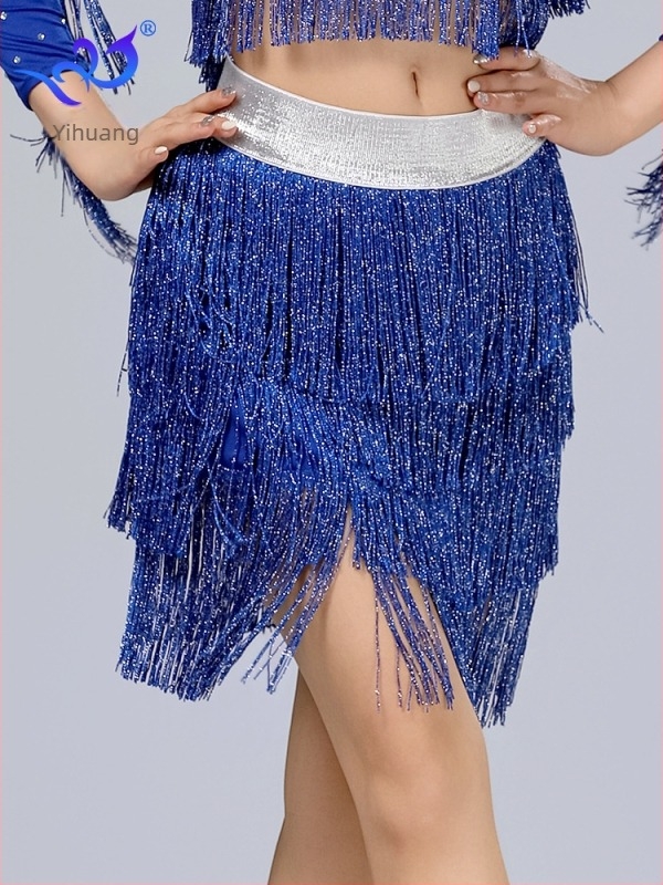 Latin tánc tassel szoknya – Milk Silk, Poliészter + Spandex, Yihuang, Női, Latin/belly dance és tap tánchoz