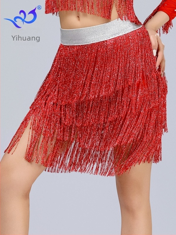 Latin tánc tassel szoknya – Milk Silk, Poliészter + Spandex, Yihuang, Női, Latin/belly dance és tap tánchoz
