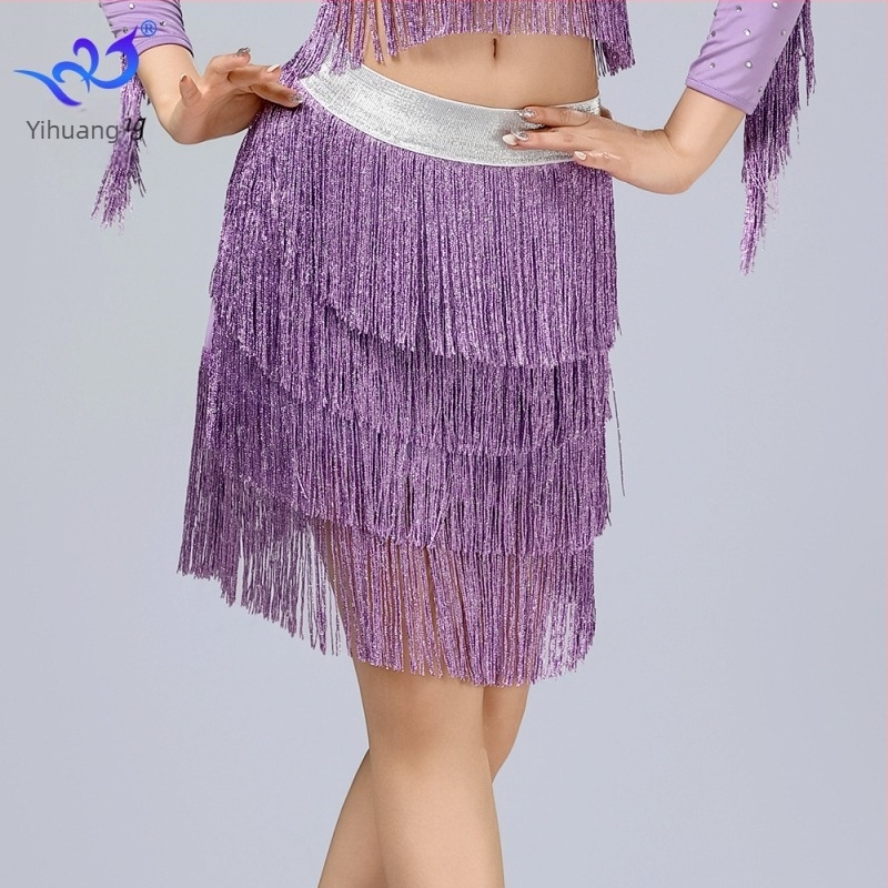 Latin tánc tassel szoknya – Milk Silk, Poliészter + Spandex, Yihuang, Női, Latin/belly dance és tap tánchoz