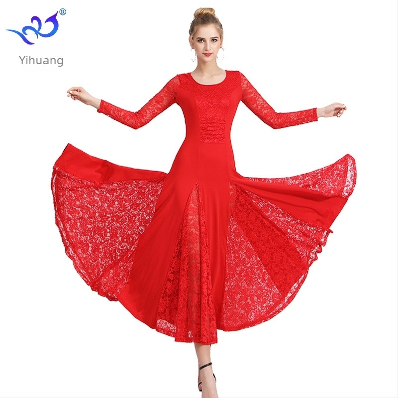 Ballroom-tánc szoknya, Milk Silk anyag, poliészter–spandex keverék, Yihuang márka, 2025 ősz