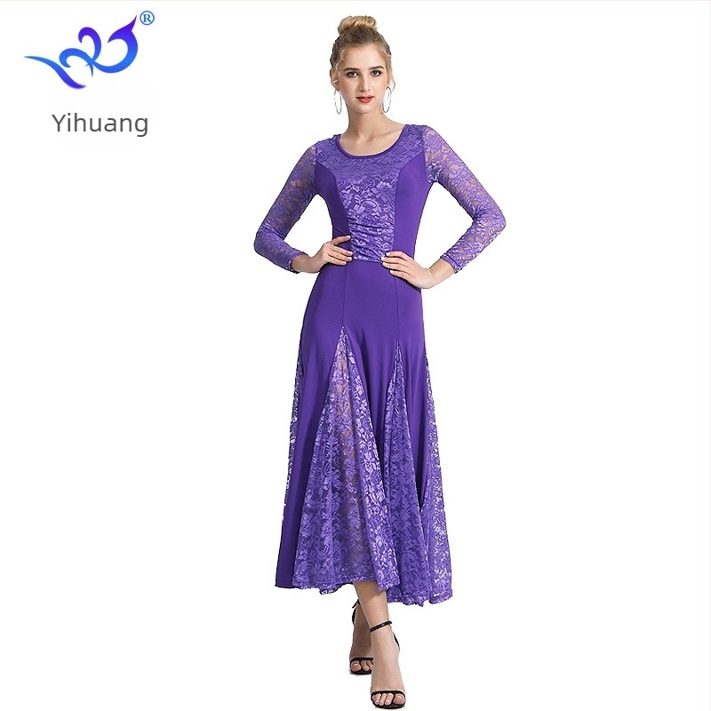 Ballroom-tánc szoknya, Milk Silk anyag, poliészter–spandex keverék, Yihuang márka, 2025 ősz