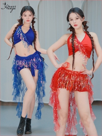 Belly Dance jelmez csillogó hálóval és bojtokkal, nylon anyag, nőknek, színpadi előadás