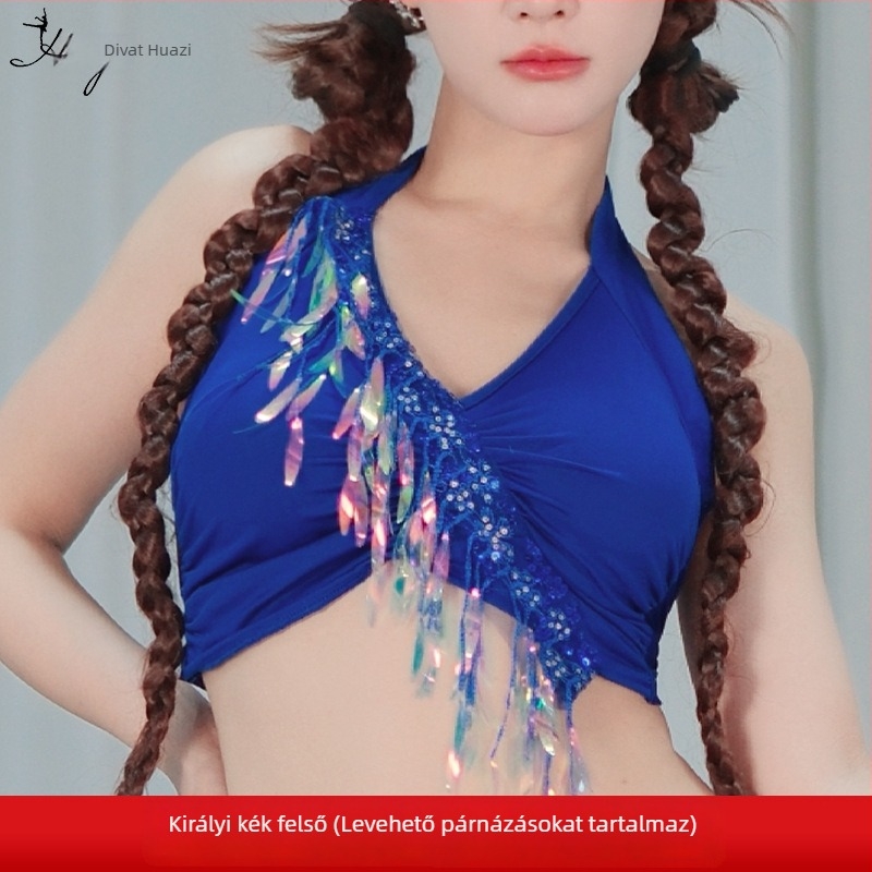 Belly Dance jelmez csillogó hálóval és bojtokkal, nylon anyag, nőknek, színpadi előadás