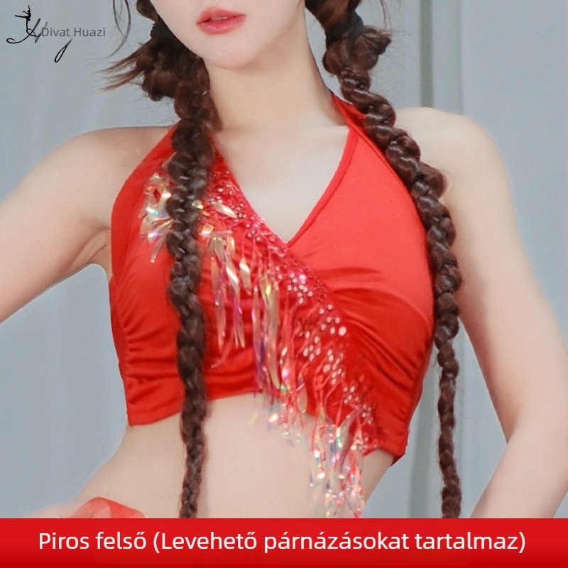 Belly Dance jelmez csillogó hálóval és bojtokkal, nylon anyag, nőknek, színpadi előadás