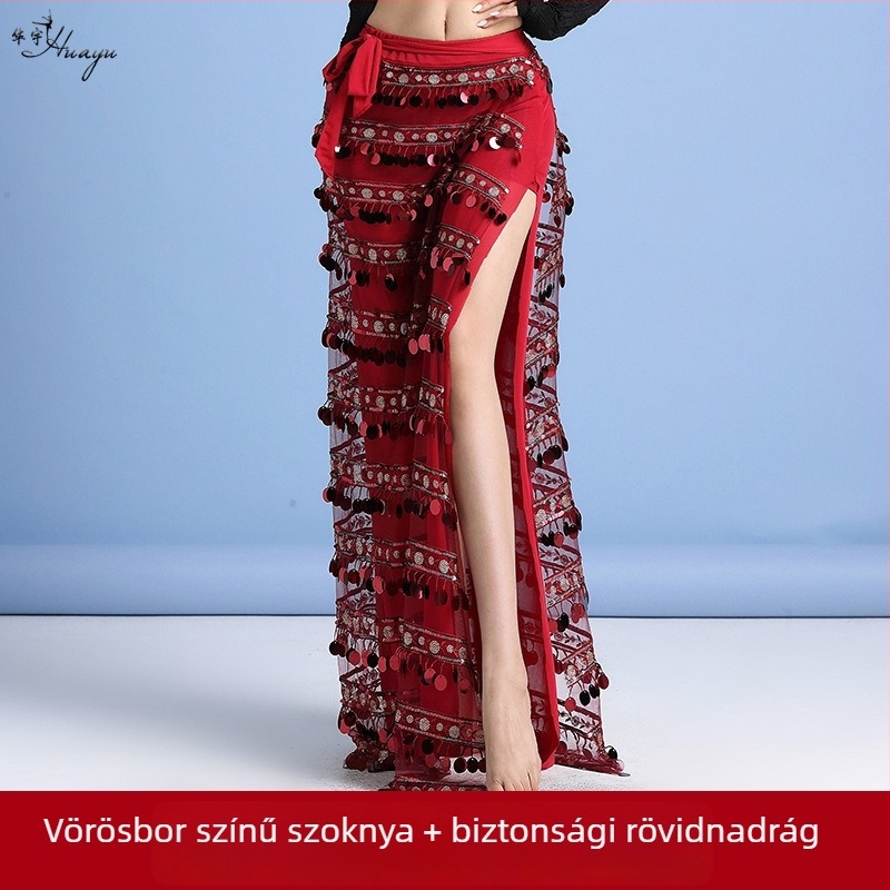 Női hastáncruha paillettes-szel és bojtokkal, spandex és rugalmas hálóanyagból, kezdőknek, 2025 tavasza