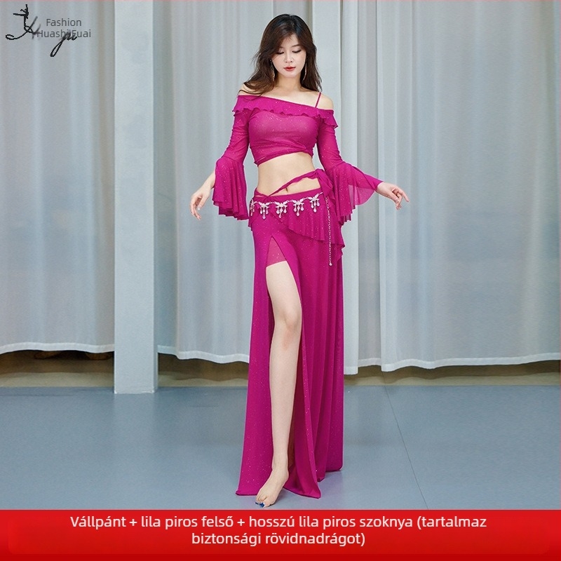 Hastánc jelmez csillogó hálóval és flitterekkel, hosszú ruha nőknek, spandex 50–70%
