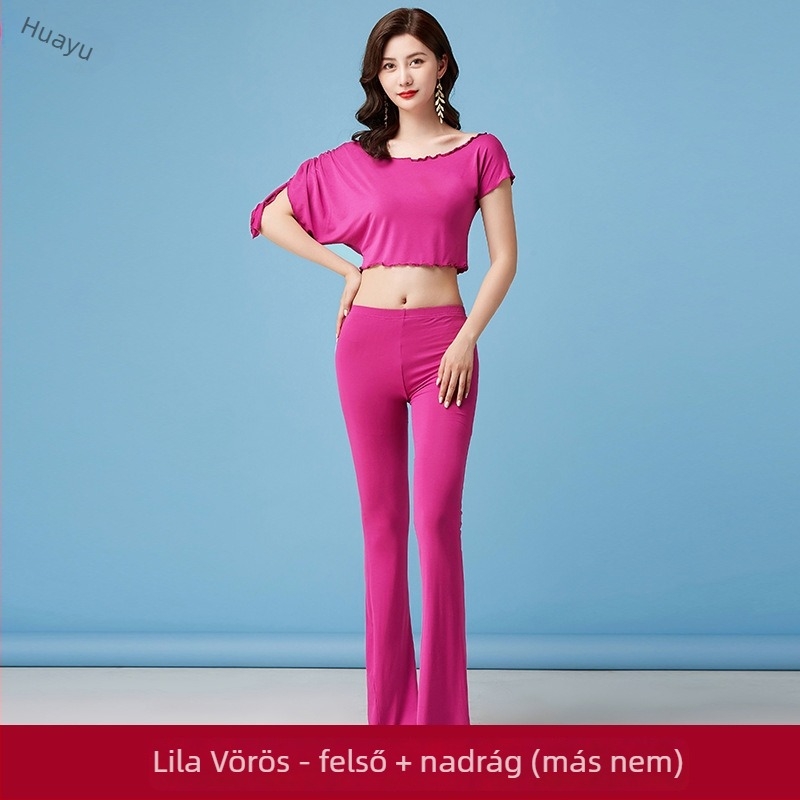 Fashion Huayu Belly Dance modal laza denevér-ujjú hosszú nadrágos szett tassel háromszöges kendővel kezdőknek