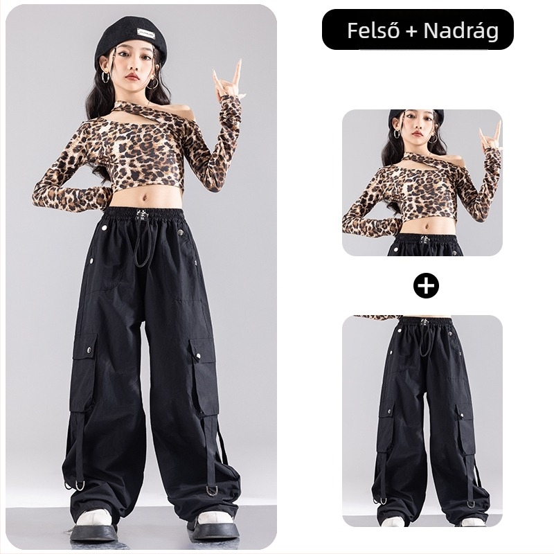 Lányok jazz tánc jelmez, koreai stílus, poliészter anyag, gyerekeknek 3-8 évesek, tavasz- és ősz szezonra