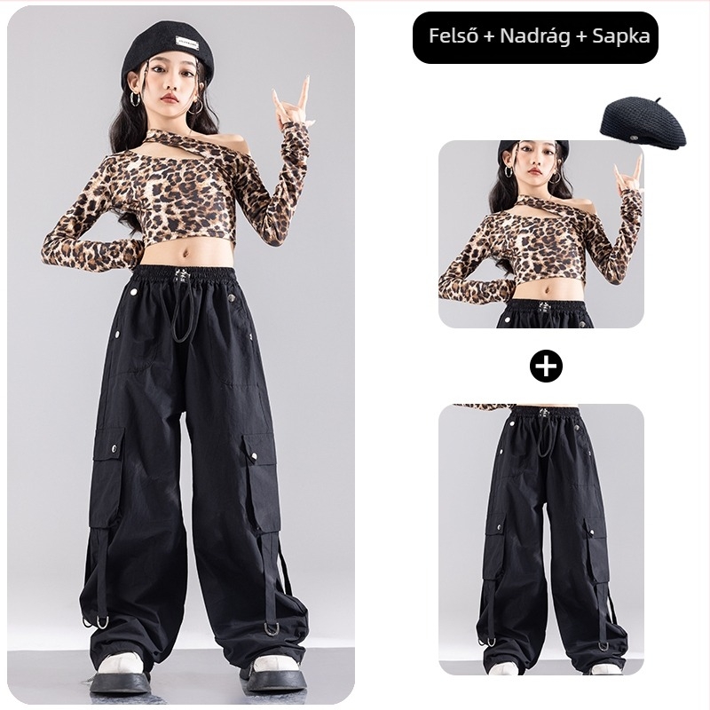 Lányok jazz tánc jelmez, koreai stílus, poliészter anyag, gyerekeknek 3-8 évesek, tavasz- és ősz szezonra