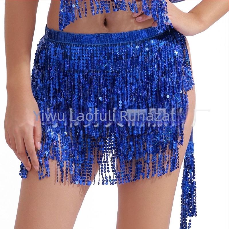  Belly Dance Selyem: paillettes-sel tassel szoknya derékszíj és bohem lace-up csípő kendő – Raffrey márka, PU bőr, poliészter