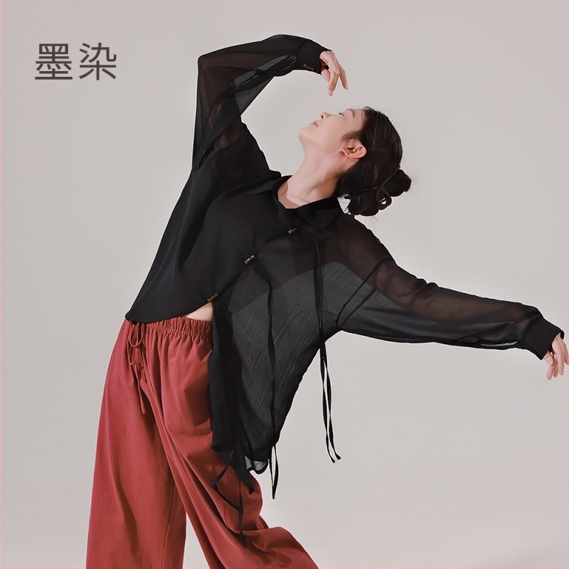 Női modern táncruha — chiffon anyag, 100% poliészter, egyszínű minta, színpadi előadásokhoz, belly dance, balett és néptánc