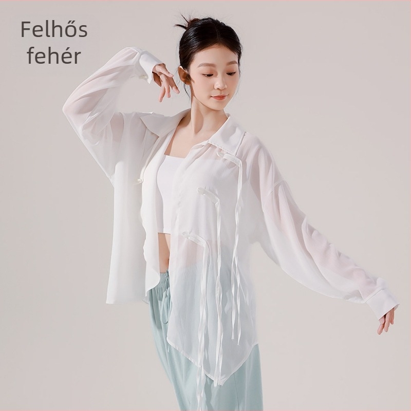 Női modern táncruha — chiffon anyag, 100% poliészter, egyszínű minta, színpadi előadásokhoz, belly dance, balett és néptánc