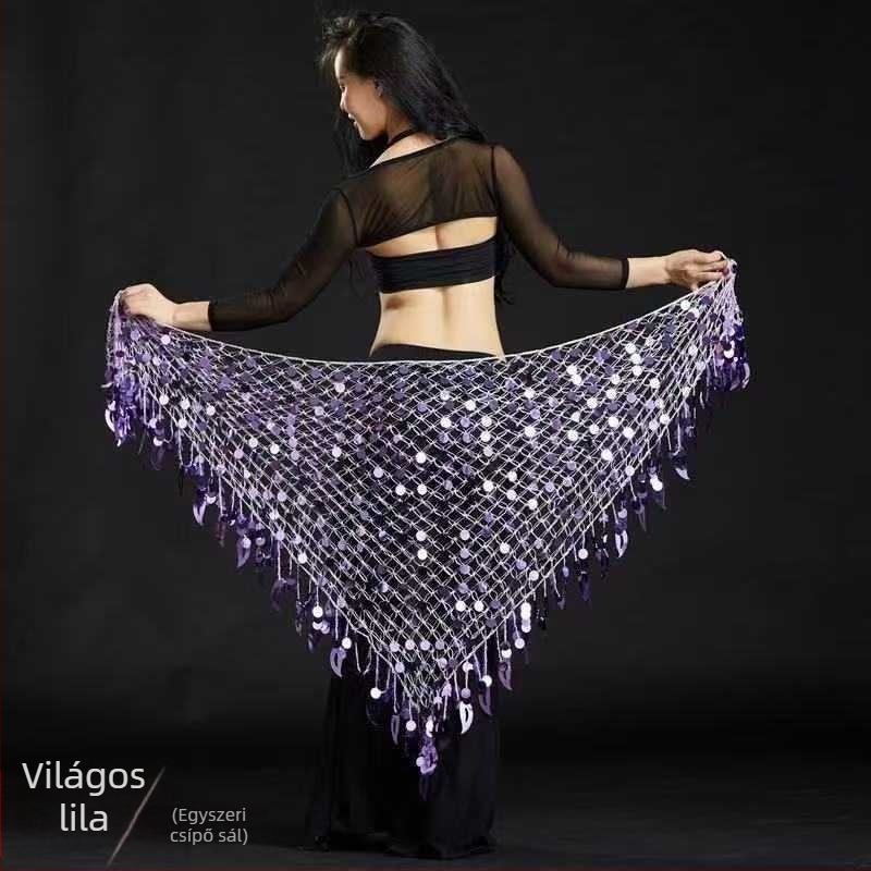 Has tánc ruházat háromszög kendővel, derékszalag és sellő csípő kendő – poliészter, fő anyag 50–70% poliészter, másodlagos 30–50% poliészter, szexi utcai stílus, vasalásmentes feldolgozás