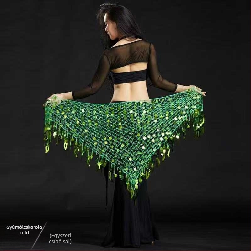 Has tánc ruházat háromszög kendővel, derékszalag és sellő csípő kendő – poliészter, fő anyag 50–70% poliészter, másodlagos 30–50% poliészter, szexi utcai stílus, vasalásmentes feldolgozás