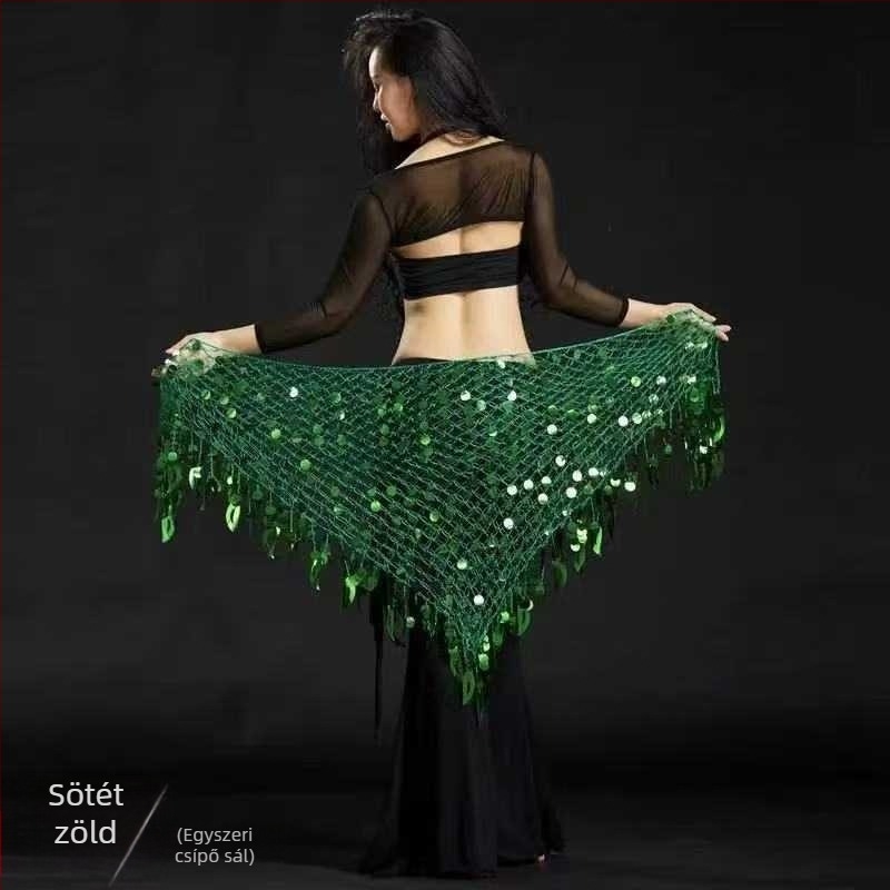 Has tánc ruházat háromszög kendővel, derékszalag és sellő csípő kendő – poliészter, fő anyag 50–70% poliészter, másodlagos 30–50% poliészter, szexi utcai stílus, vasalásmentes feldolgozás