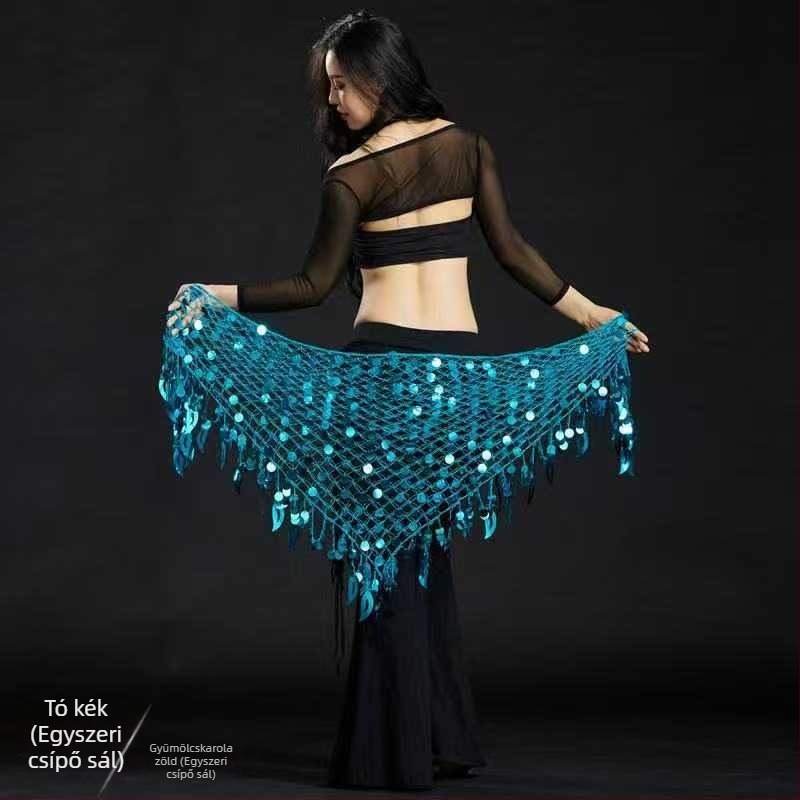 Has tánc ruházat háromszög kendővel, derékszalag és sellő csípő kendő – poliészter, fő anyag 50–70% poliészter, másodlagos 30–50% poliészter, szexi utcai stílus, vasalásmentes feldolgozás