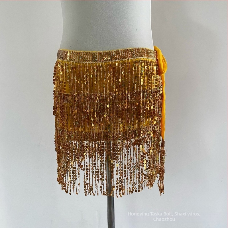 Halloween Belly Dance deréklánc csillogó csípő kendővel, három réteg bojt – anyag: chiffon, poliészter 90–95%