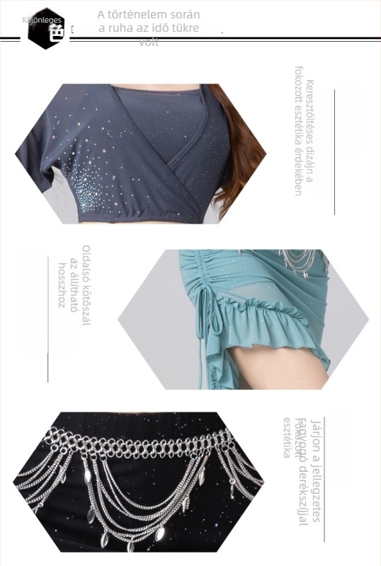 Belly Dance kezdő jelmez – hálóruha szett, poliészter 50–70%, spandex <30%, 2023 tavasz, nők 18–24 évesek