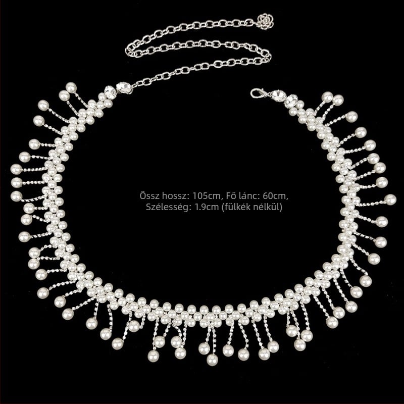 Derékszíj gyöngyös és rhinestone tassellel, nőknek, univerzális stílus, egysoros öv, műanyag anyag