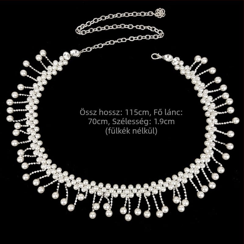 Derékszíj gyöngyös és rhinestone tassellel, nőknek, univerzális stílus, egysoros öv, műanyag anyag