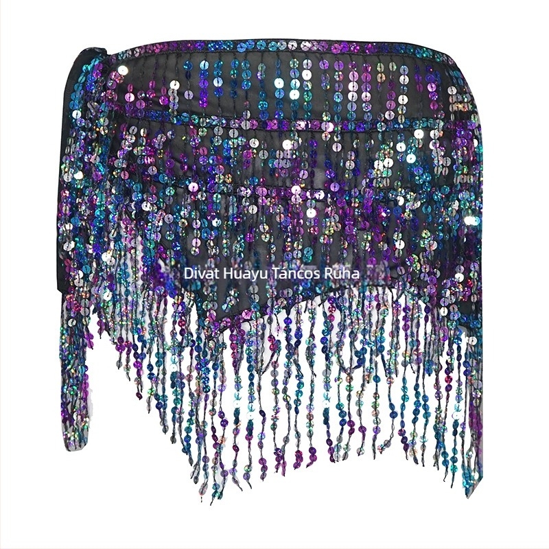 Belly Dance öv lánc csillogó tassel díszítéssel, sifon és poliészter, nyár 2025
