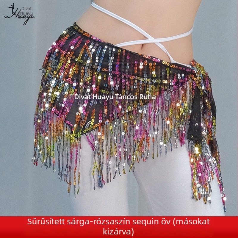 Belly Dance öv lánc csillogó tassel díszítéssel, sifon és poliészter, nyár 2025